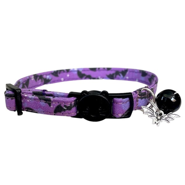 Cat Collar Bat Kitten Collar Halloween Dog Collar Bat Emo Cat Collar Goth Cute Kitten Collar with Bell Breakaway Halloween Cat Collar Cute