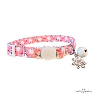 Cat Collar Snowman Kitten Collar Snowman Dog Collar Winter Cat Collar Winter Kitten Collar Snowflake Cat Collar Snow Collar With Charm Break