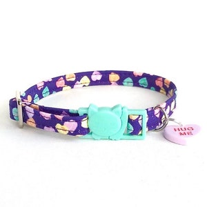 Purple Candy Heart Pet Collar – Cat, Kitten & Small Dog (Breakaway/Non-Breakaway Buckle)