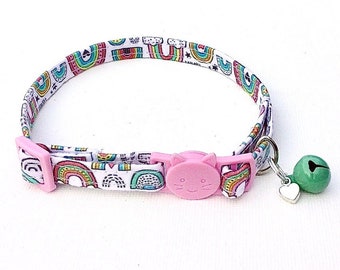 Rainbow Cat Collar, Rainbow Dog Collar, Rainbow Kitten Collar, Pink Colorful Kitten Collar, Summer Cat Collar, Breakaway Collar, Cute Collar