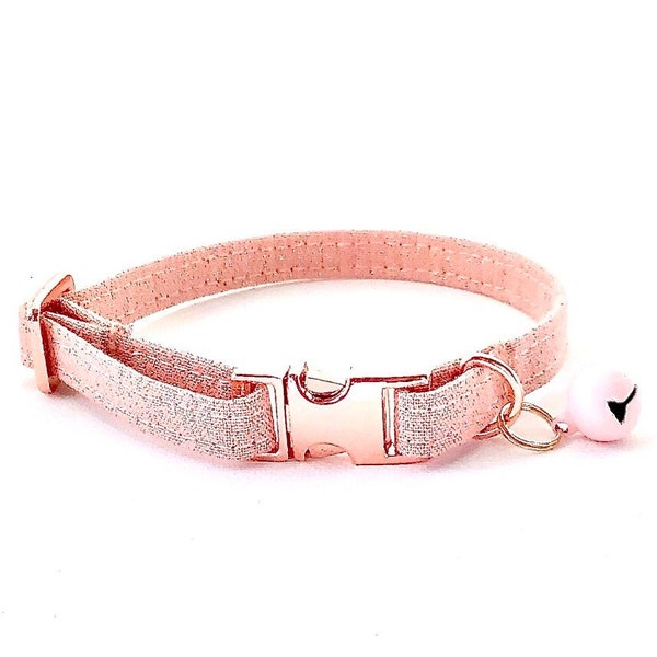 Rose Gold Cat Collar, Sparkle Collar, Girly Kitten Collar, Girl Dog Collar, Glitter Cat Collar, Pink Cat Collar, Glitter Breakaway Collar