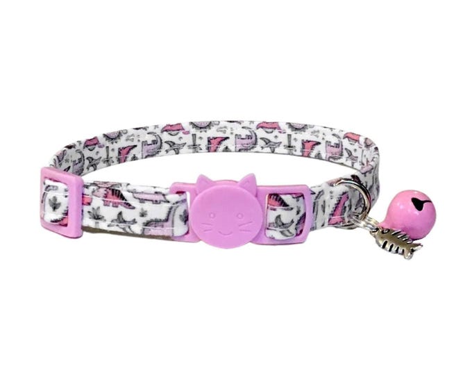 Dinosaur Cat Collar, Dino Kitten Collar with Breakaway Buckle