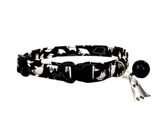 Ghost Cat Collar: Halloween Breakaway Kitten Collar with Bell