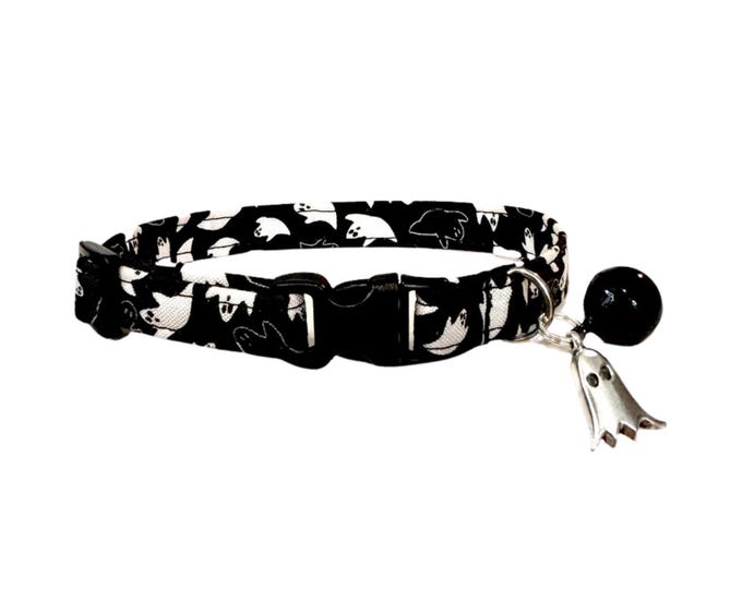 Ghost Cat Collar: Halloween Breakaway Kitten Collar with Bell