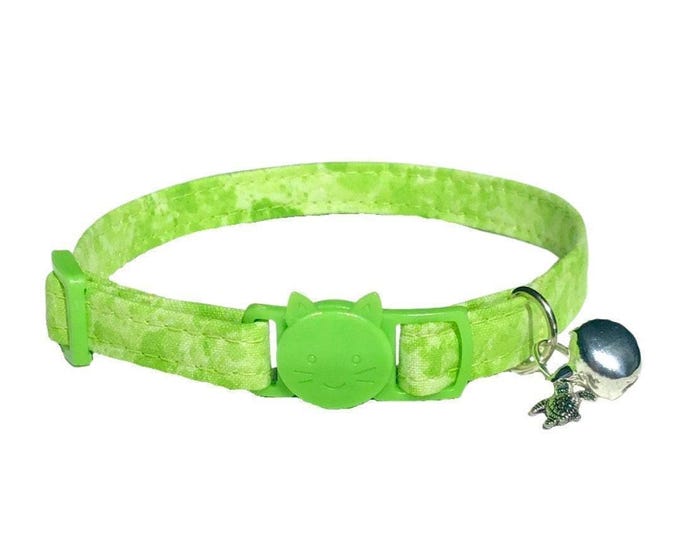 Green Glitter Cat Collar, Breakaway Kitten Collar, Small Dog