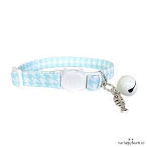 Cat Collar Houndstooth Kitten Collar Boy Cat Collar for Boy Small Dog Collar with Bell and Charm Fish Bone Collar Elegant Cat Collar Unique