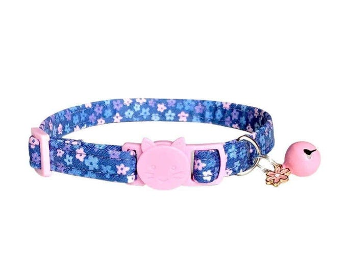 Spring Cat Collar - Flower Adjustable Breakaway Safety Collar with Bell