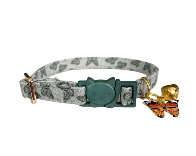 Butterfly Cat Collar: Breakaway Kitten Collar with Bell & Charm