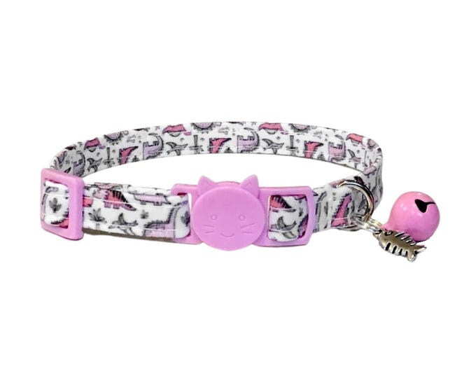 Dinosaur Cat Collar, Dino Kitten Collar with Breakaway Buckle