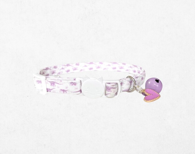 Dinosaur Collar Cat Collar: Purple Rex Pattern - Adjustable Breakaway Buckle, Lightweight Material, Safety Feature