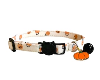 Pumpkin Pet Collar Fall Cat Collar: Orange Cream Design - Adjustable Breakaway Buckle, Lightweight Comfort