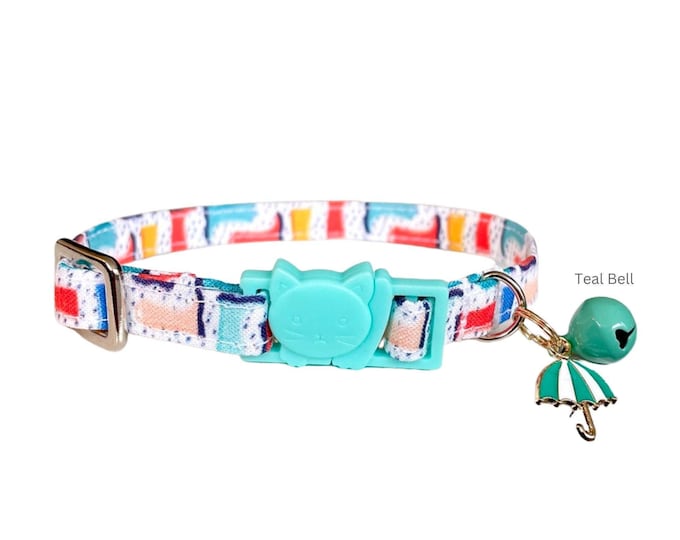 Breakaway Cat Collar Boots Themed with Umbrella Charm, Kitten Collar