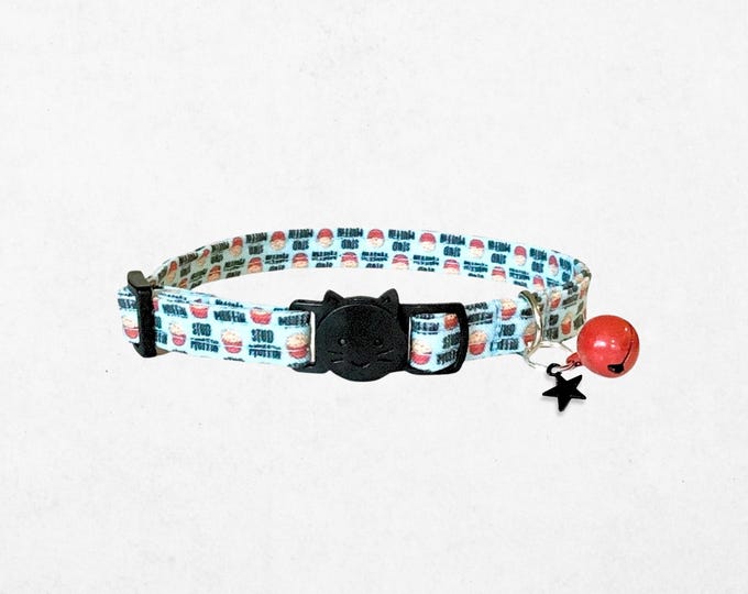 Stud Muffin Collar Cat Collar Adjustable, Food-Themed Design (Breakaway Buckle, Lightweight Fabric, Sizes 6-12")