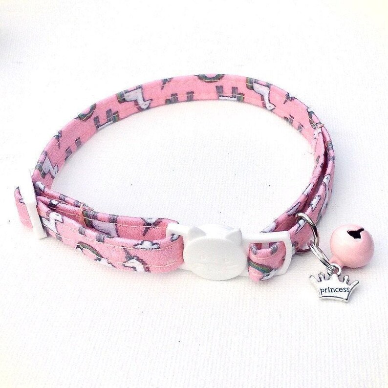 Unicorn Cat Collar with Bell, Breakaway Kitten Collar image 2