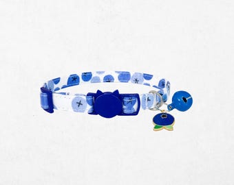 Blueberry Cat Collar, Breakaway Kitten Collar with Bell & Charm