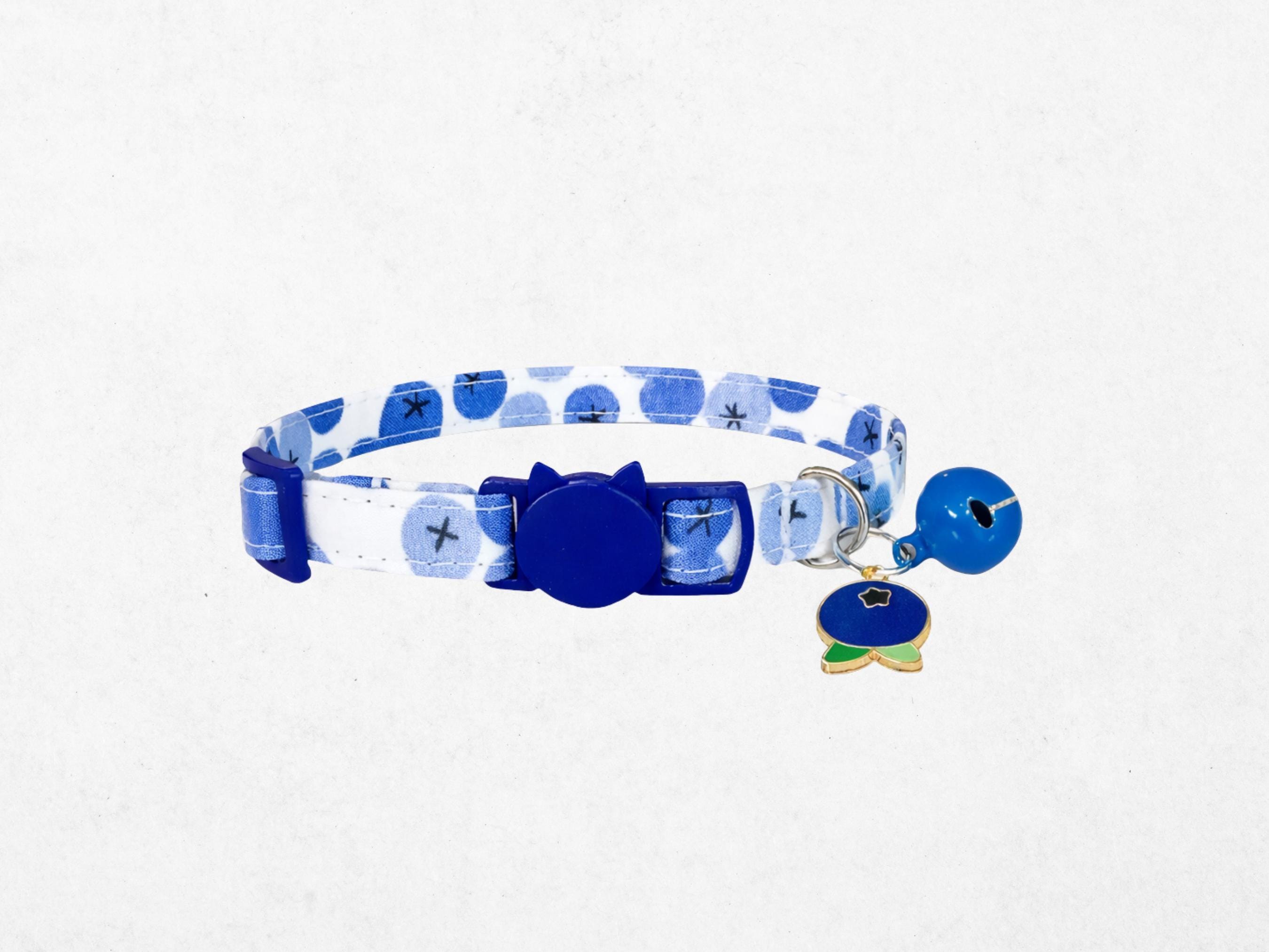 Blueberry Cat Collar, Breakaway Kitten Collar With Bell & Charm