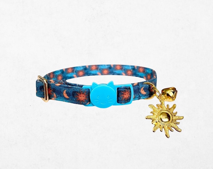 Celestial Cat Collar: Sun, Moon, and Stars with Breakaway Buckle