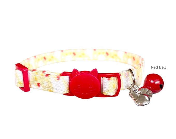 Chicken Print Cat Collar with Breakaway Buckle & Bell