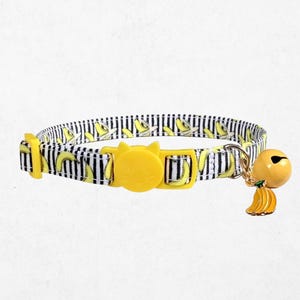 Collare per gatti Banana - Collare per gattini con chiusura di sicurezza, fantasia frutta, regolabile, con campanellino e ciondolo