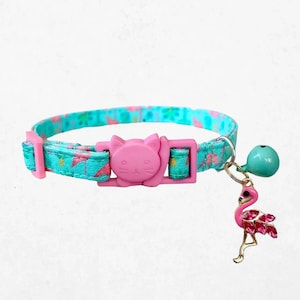 Collier pour chat Flamingo Kitten Coll, imprimé plage (ajustable de 6 à 10 pouces, boucle de sécurité, doublure douce)