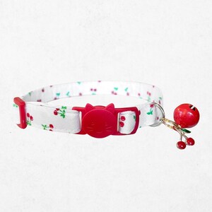 Collare per gatti Cherry - Fibbia di sicurezza con ciondolo e campanellino, personalizzabile