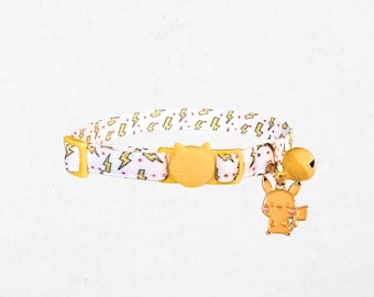 Pikachu Katzenhalsband - Breakaway, Leichter Pokemon-Thema Stoff, anpassbar