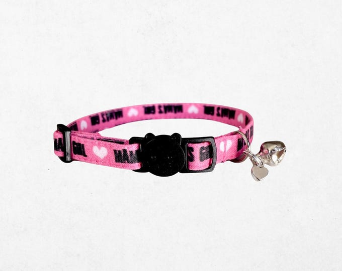 Mama's Girl Cat Collar, Pink Kitten Collar with Bell