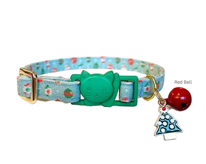 Christmas Tree Cat Collar with Breakaway Buckle and Bell