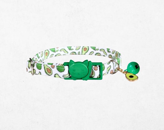 Avocado Cat Collar: Lime Green Breakaway, Bell Charm Option