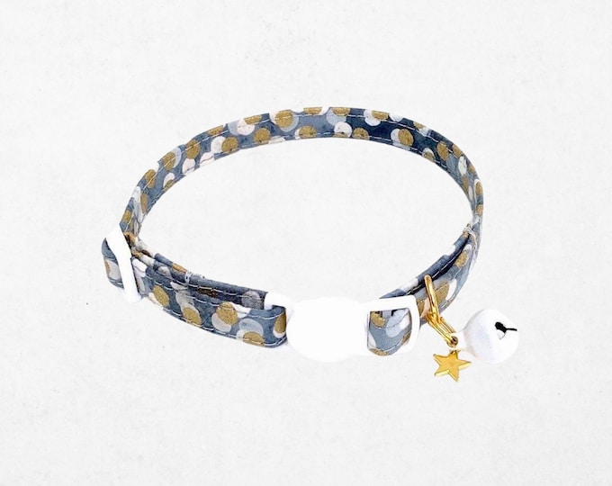 Polka Dot Breakaway Cat Collar, Silver Gold Kitten Collar