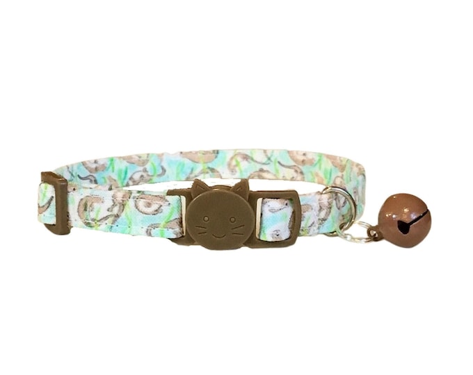 Otter Print Cat Collar with Breakaway Buckle, Small Dog Collar