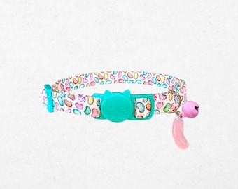 Easter Cat Collar with Bell & Charm, Jelly Bean Breakaway Kitten Collar, Pastel Spring Holiday Pet Accessory