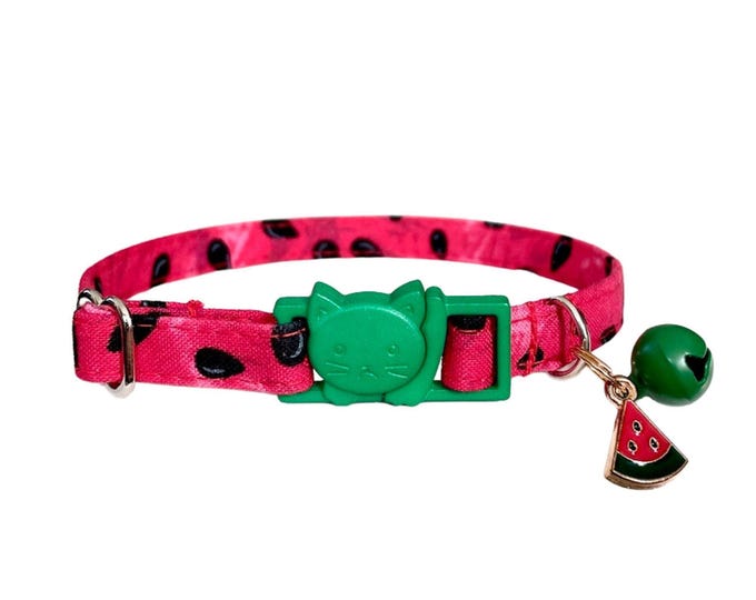 Watermelon Cat Collar with Breakaway Buckle & Charm