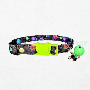 Planet Cat Collar with Breakaway Buckle, Bell & Charm