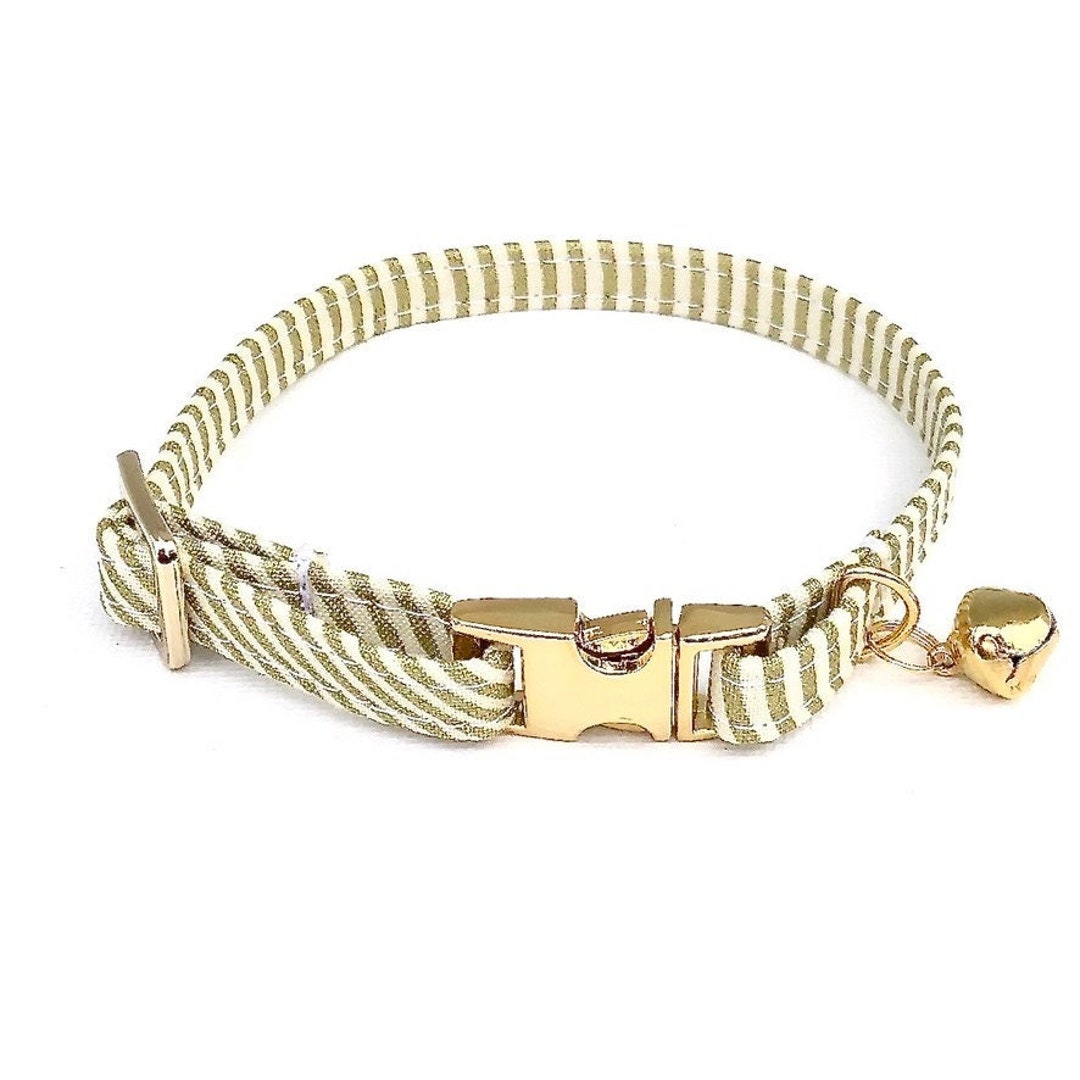 Gold Cat Collar Gold Kitten Collar Gold Dog Collar Sparkle Cat Collar Bell Cat Collar Charm