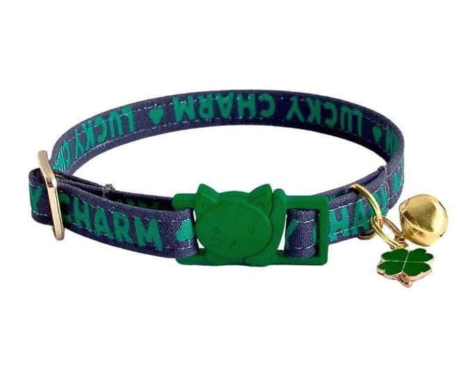 Lucky Clover Cat Collar, St Patrick's Day Breakaway Kitten Collar