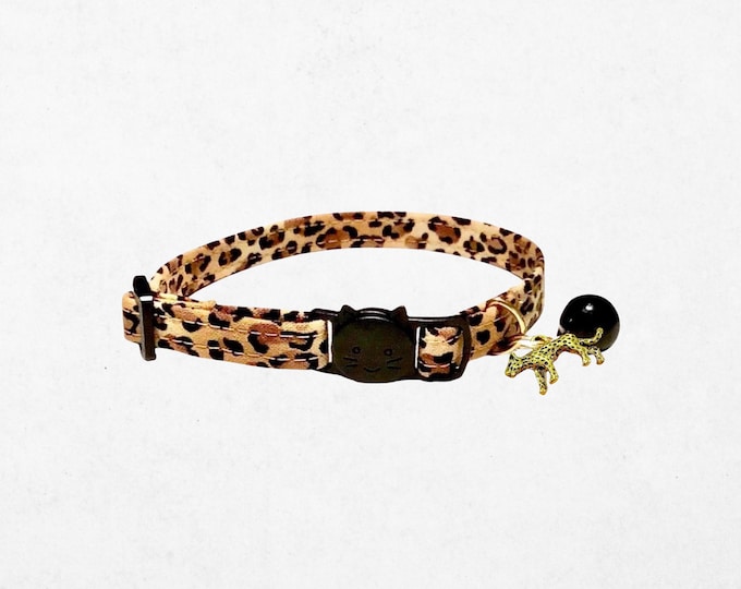 Cheetah Print Cat Collar, Breakaway Buckle, Kitten or Small Dog