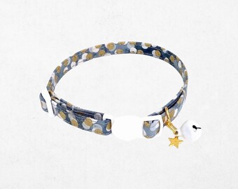 Polka Dot Breakaway Cat Collar, Silver Gold Kitten Collar