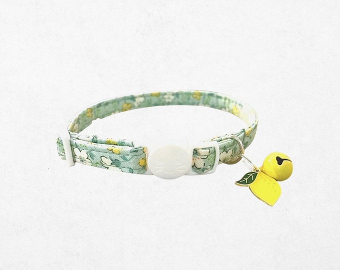 Lemon Floral Breakaway Cat Collar – Adjustable Safety Kitten Collar