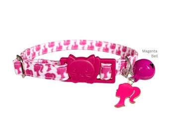 Cat Collar Barbie Kitten Collar Girly Pet Collar for Small Dogs Barbie Lover Gift for Girl Pet Bells and Charms for Collar Breakaway Barbie