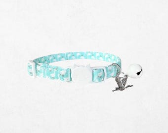 Goose Print Cat Collar with Bell & Charm – Breakaway Safety Buckle, Customizable
