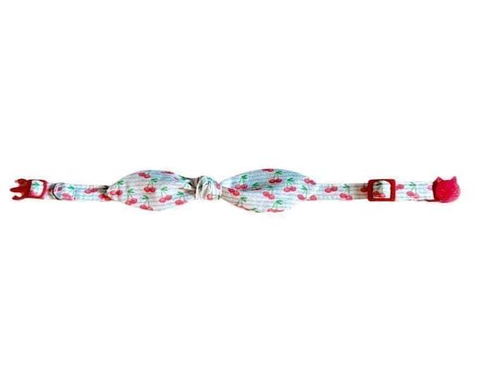 Cherry Cat Collar with Bow, Breakaway Kitten Collar