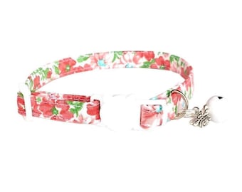Pink Flower Breakaway Cat Collar, Kitten, Small Dog, with Bell
