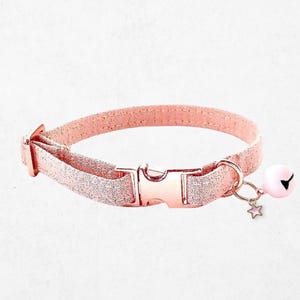 Rose Gold Sparkle Cat Collar: Girly Pink Customizable Options - Bell and Charm
