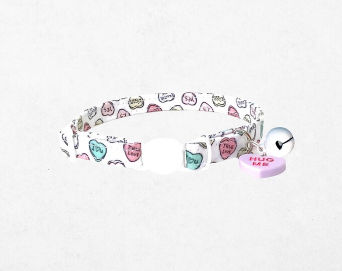 Cat Candy Heart Breakaway Collar, Valentine's Day Kitten Collar