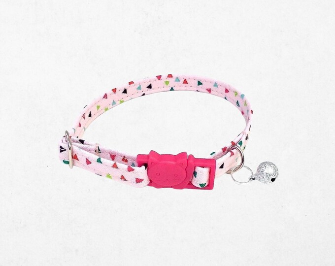 Hot Pink Breakaway Cat Collar, Small Dog Collar with Bell