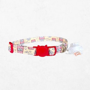 Popcorn Cat Collar - Breakaway Buckle with Adjustable Sizing, Customizable Bell and Charms