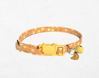Gepunktetes Katzenhalsband mit Bananen Anhänger