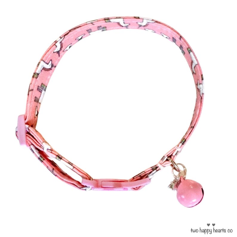 Unicorn Cat Collar with Bell, Breakaway Kitten Collar image 3
