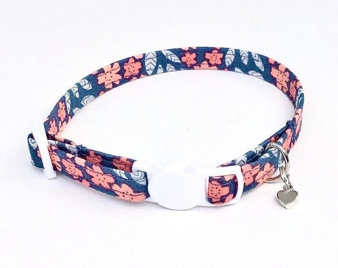Pink Floral Breakaway Cat Collar, Kitten, Small Dog Spring